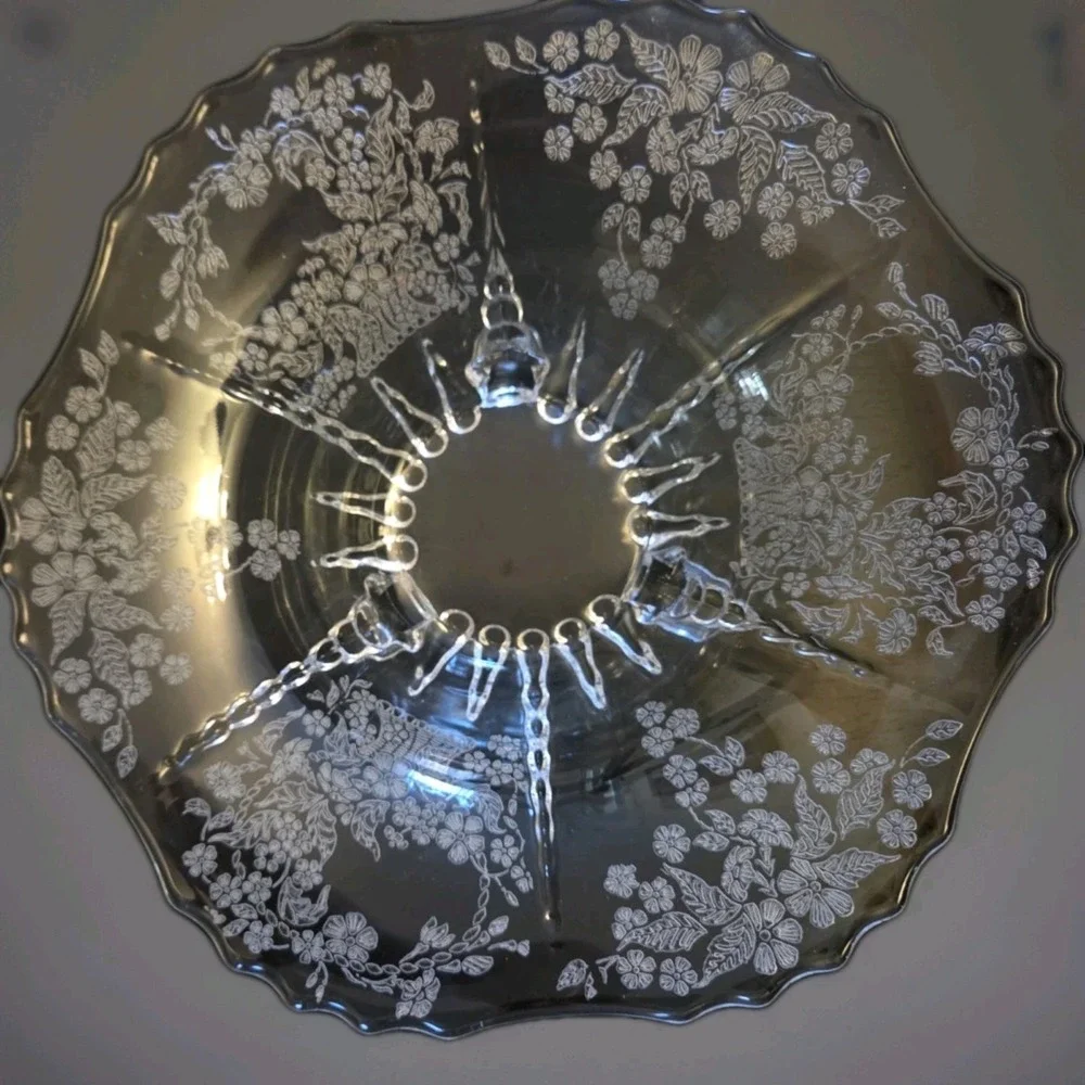 VTG Martinsville Bowl Clear Etched Glass 10